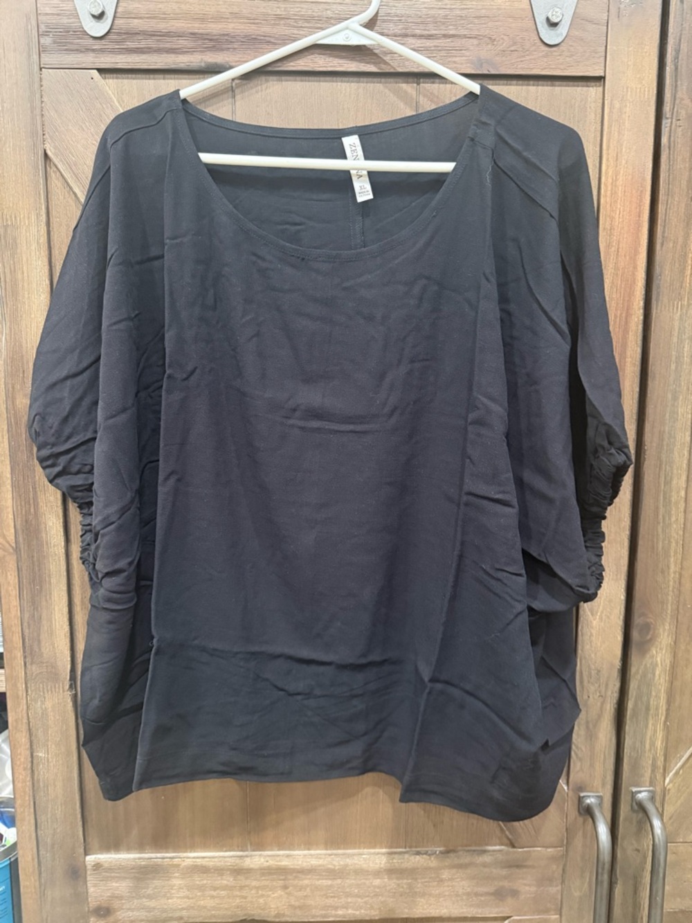 Women's Relaxed Scoop-Neck Top - Black 100%‎ Rayon